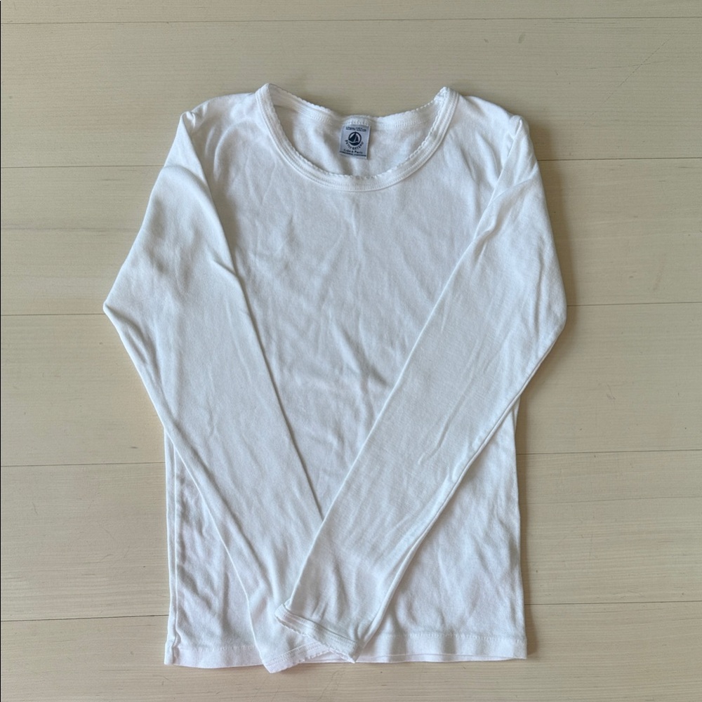 PETIT BATEAU Classic White Long Sleeve Tee, Girls sz 12